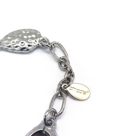 CHICO'S Topaz Citrine Gemstone Statement Layered Convertible Necklace in Silver - Picture 6 of 7